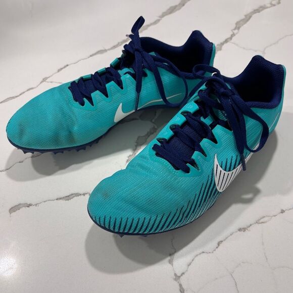 Nike | Women's Zoom Rival Track Racing Cleats Athletic Shoes Blue/Green - Picture 2 of 9